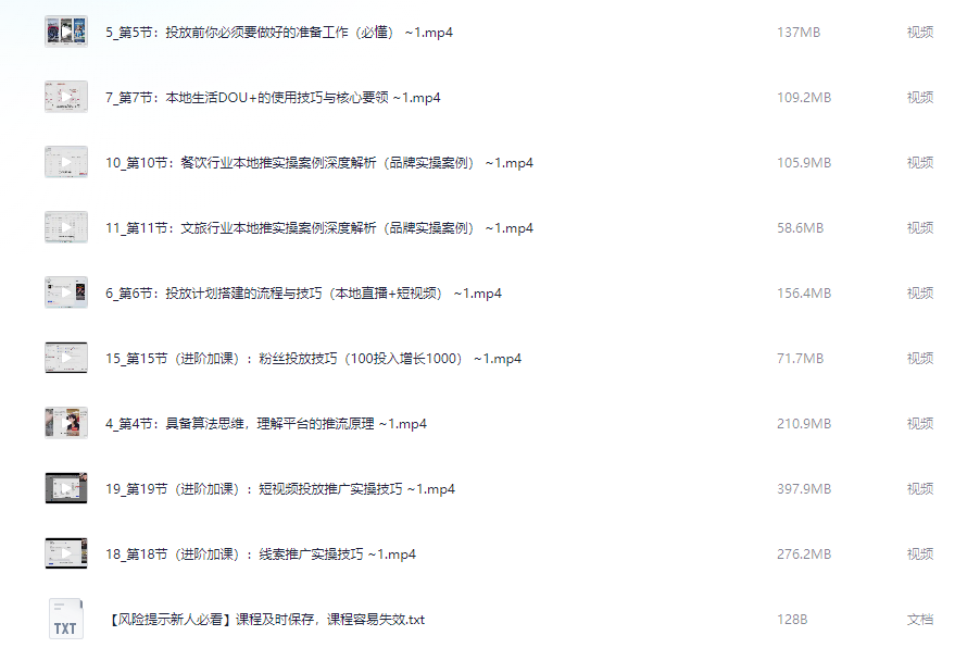【同城推广核心方法大揭秘】掌握自然与付费流量的奥秘【2.9GB】