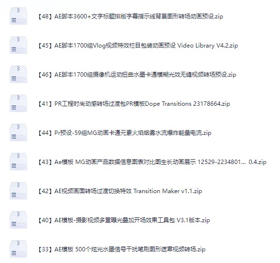【Ae+Pr】包装动画和特效模板以及转场预设合集【64.9G】