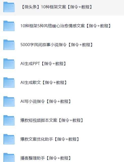 最新AI指令合集,一份高质量Ai指令,解决你的内容创作【指令+教程】(纯净版)【2.3G】