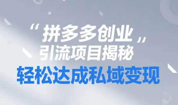拼多多创业引流项目揭秘:每天引流200+精准付费粉,轻松达成私域变现【336MB】