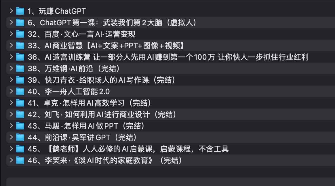 AI教程集合：万维钢，透透糖，李一舟等等9G