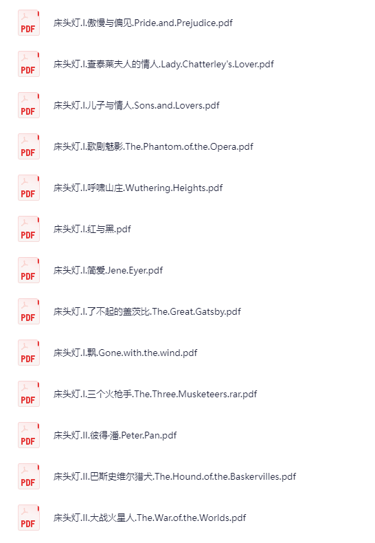 【英语】《床头灯英语1-5级》号称3000词读遍天下名著（含文本+音频+PDF） 【8.8GB】