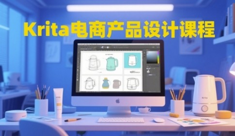 Krita电商产品设计课程，掌握从工具使用到创意落地的全链路设计能力【903MB/MP4】