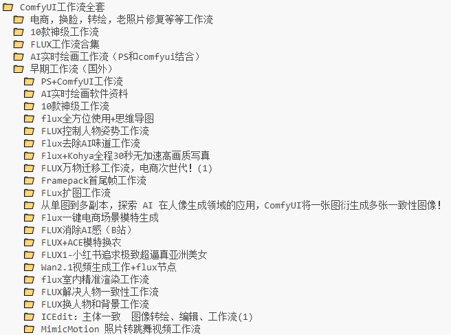 个人整理最全comfyui工作流+教程+模型 电商，换脸，转绘，老照片修复等等【514GB】