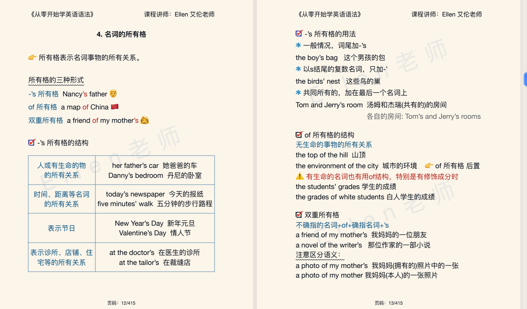 Ellen英语语法课｜100节语法+50节训练营（零基础入门+免费下载+实战案例） 31.8G MP4/PDF