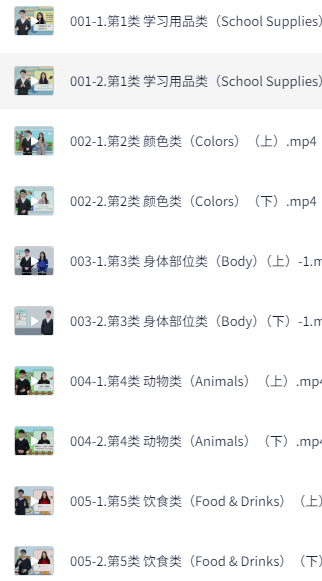 小学单词视频教程 MP4格式 80集 含PDF打印版 11G